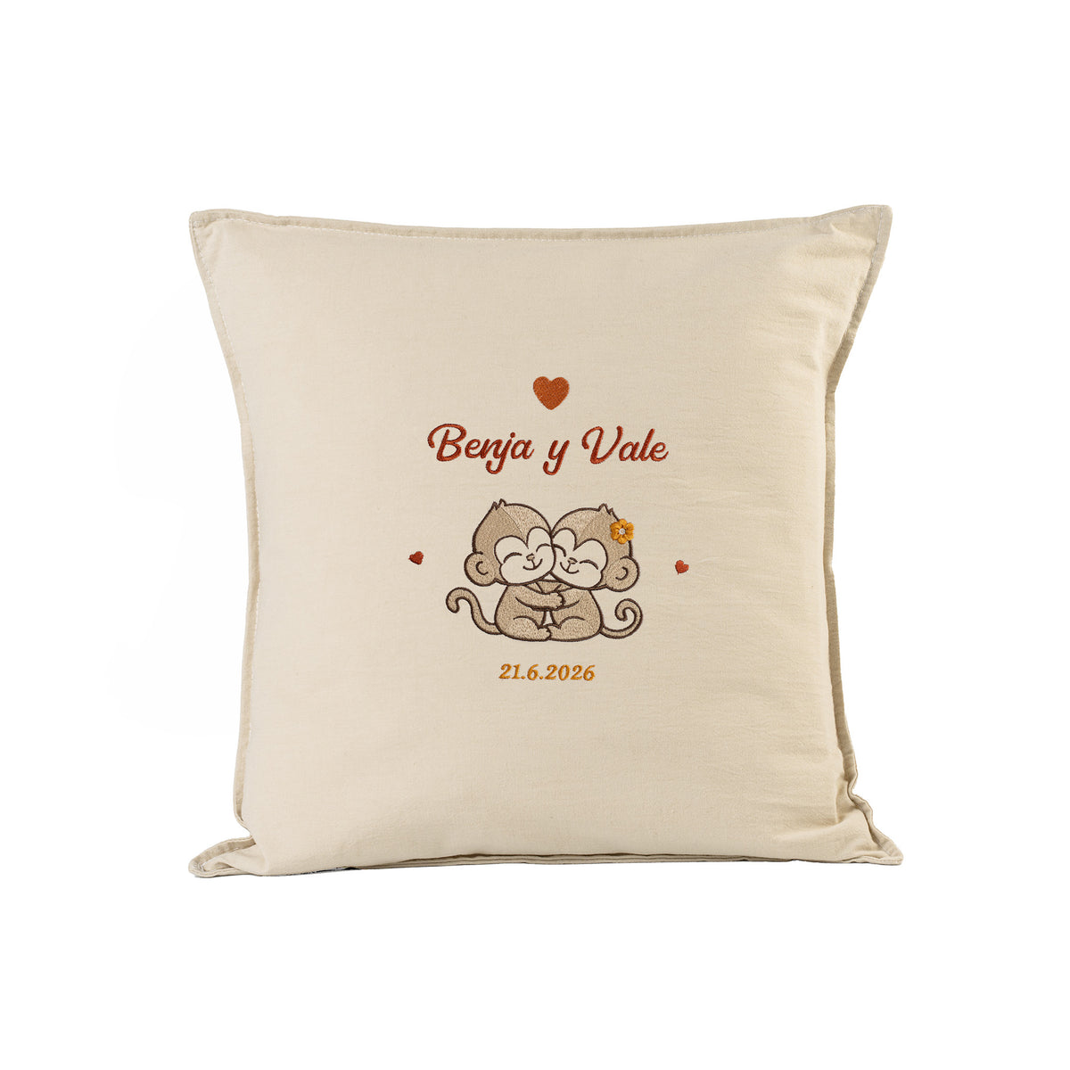 Almohadón Monos Hermanos Bordado Personalizado