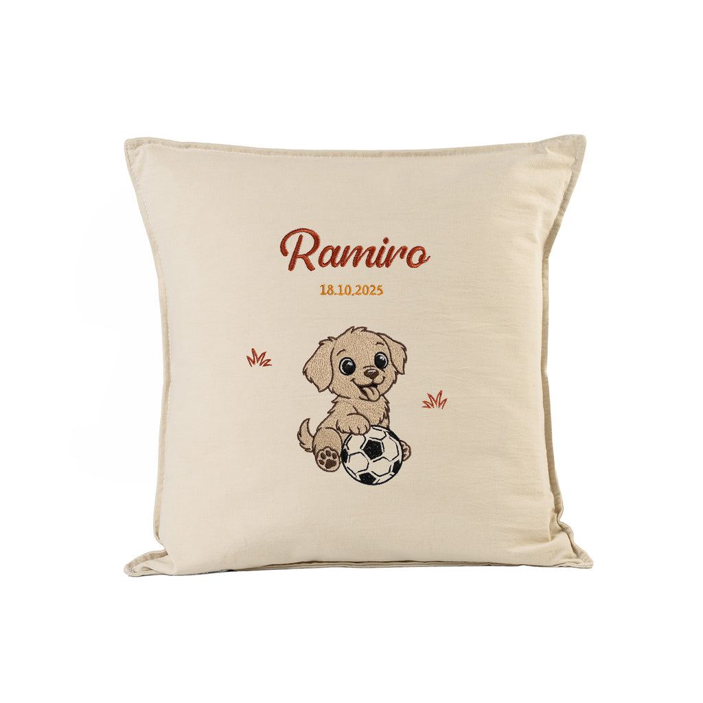 Almohadón Perro Futbol Bordado Personalizado
