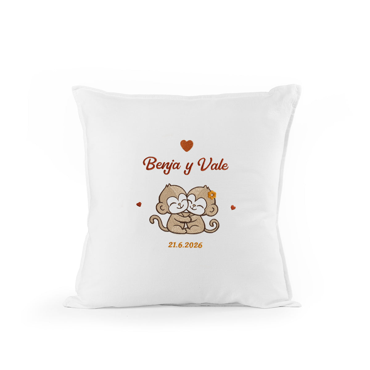 Almohadón Monos Hermanos Bordado Personalizado