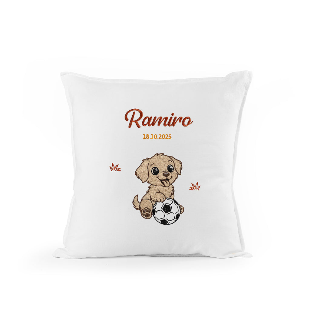 Almohadón Perro Futbol Bordado Personalizado
