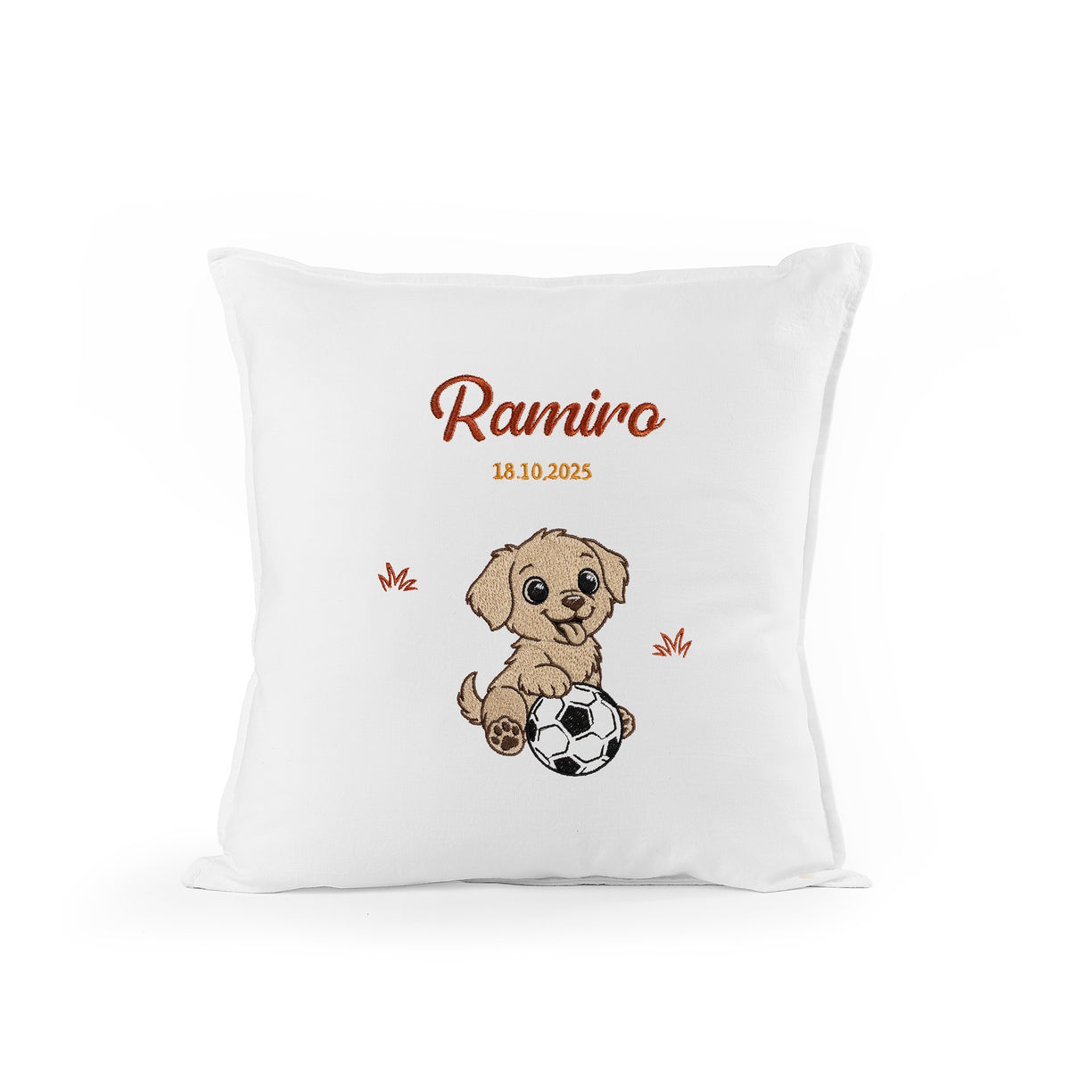 Almohadón Perro Futbol Bordado Personalizado