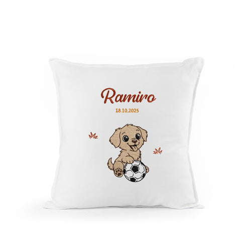 Almohadón Perro Futbol Bordado Personalizado