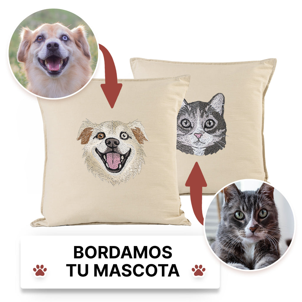 Almohadón bordado con tu mascota