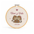 Bastidor Hermanos Monos Personalizado con Nombre y fecha de Nacimiento - Huella y Alma