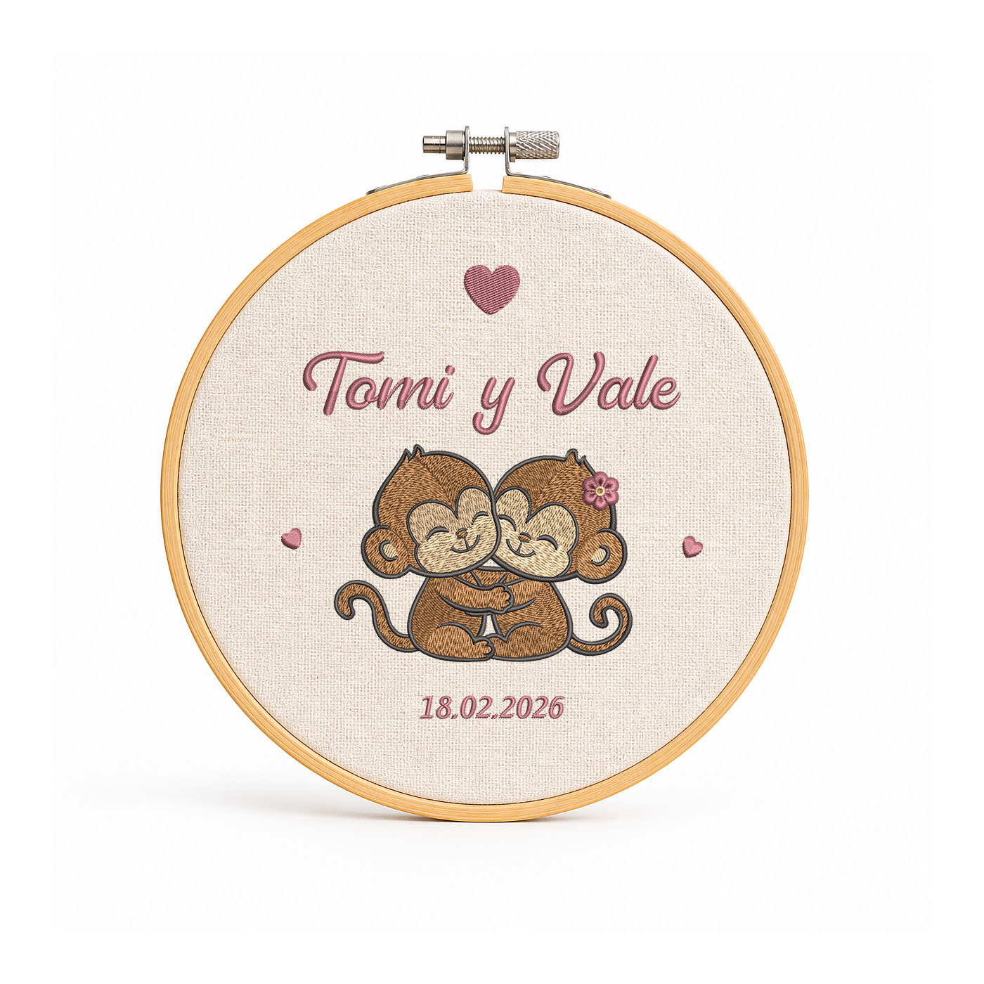 Bastidor Hermanos Monos Personalizado con Nombre y fecha de Nacimiento - Huella y Alma