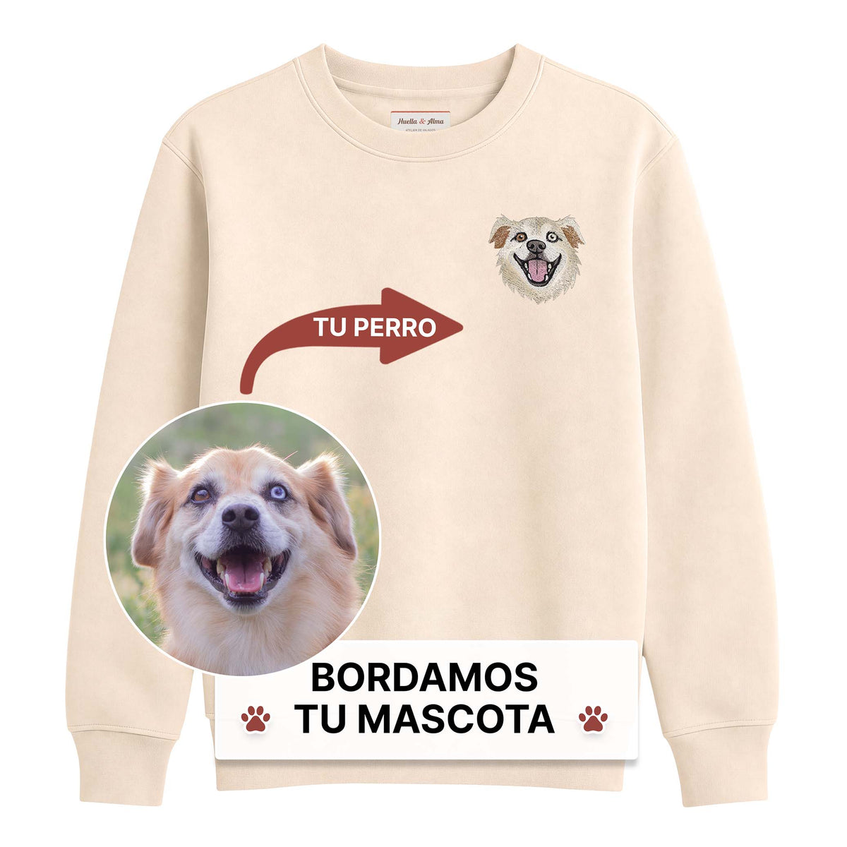 Buzo bordado personalizado con tu mascota