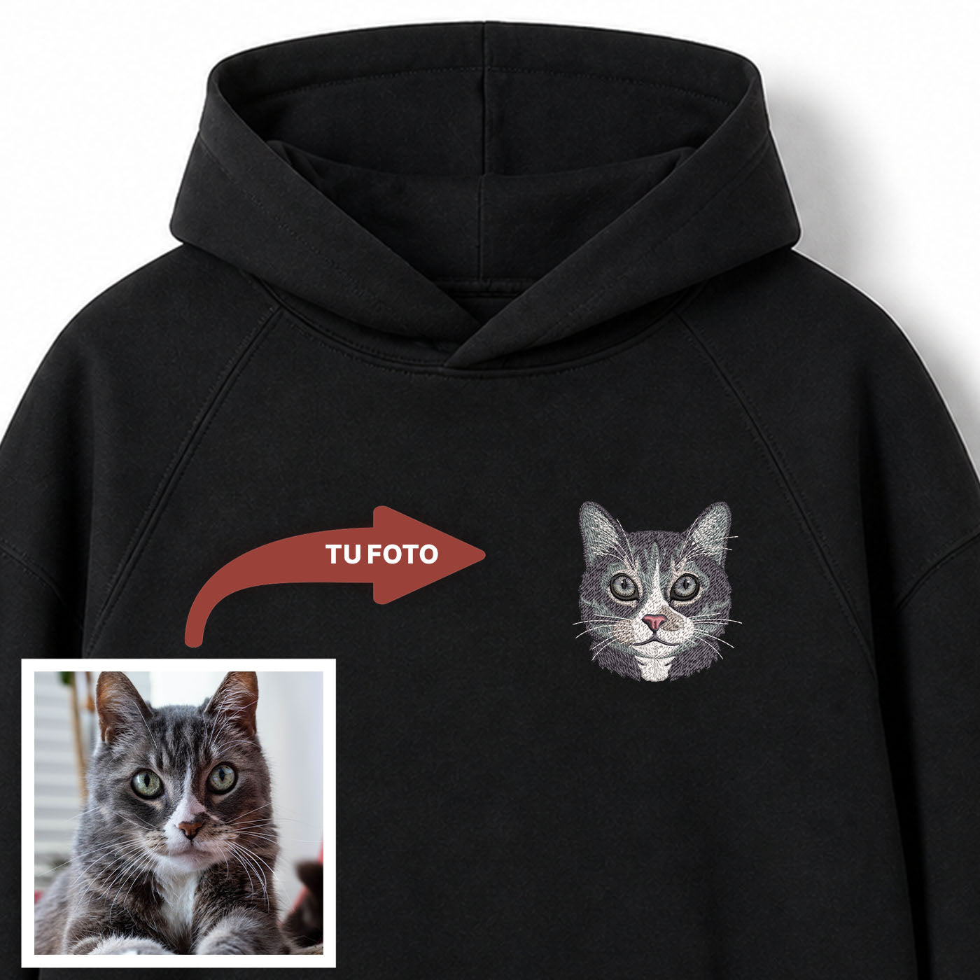 Buzo con capucha bordado con tu mascota - Huella y Alma