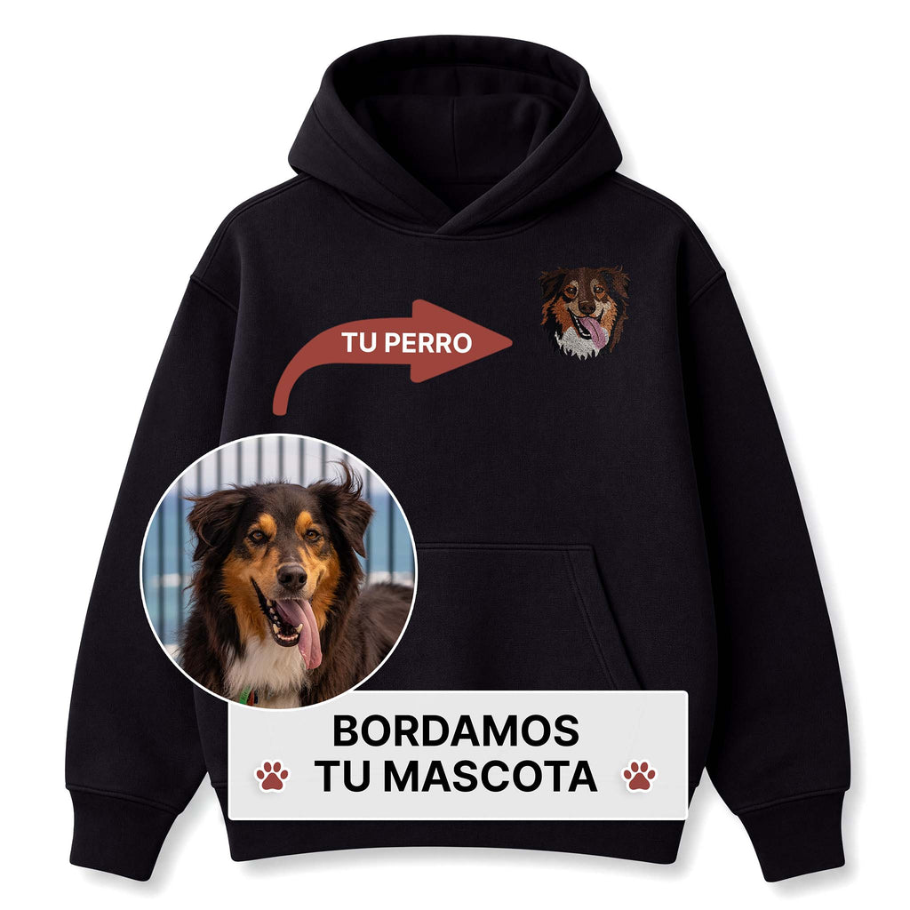 Buzo con capucha bordado con tu mascota