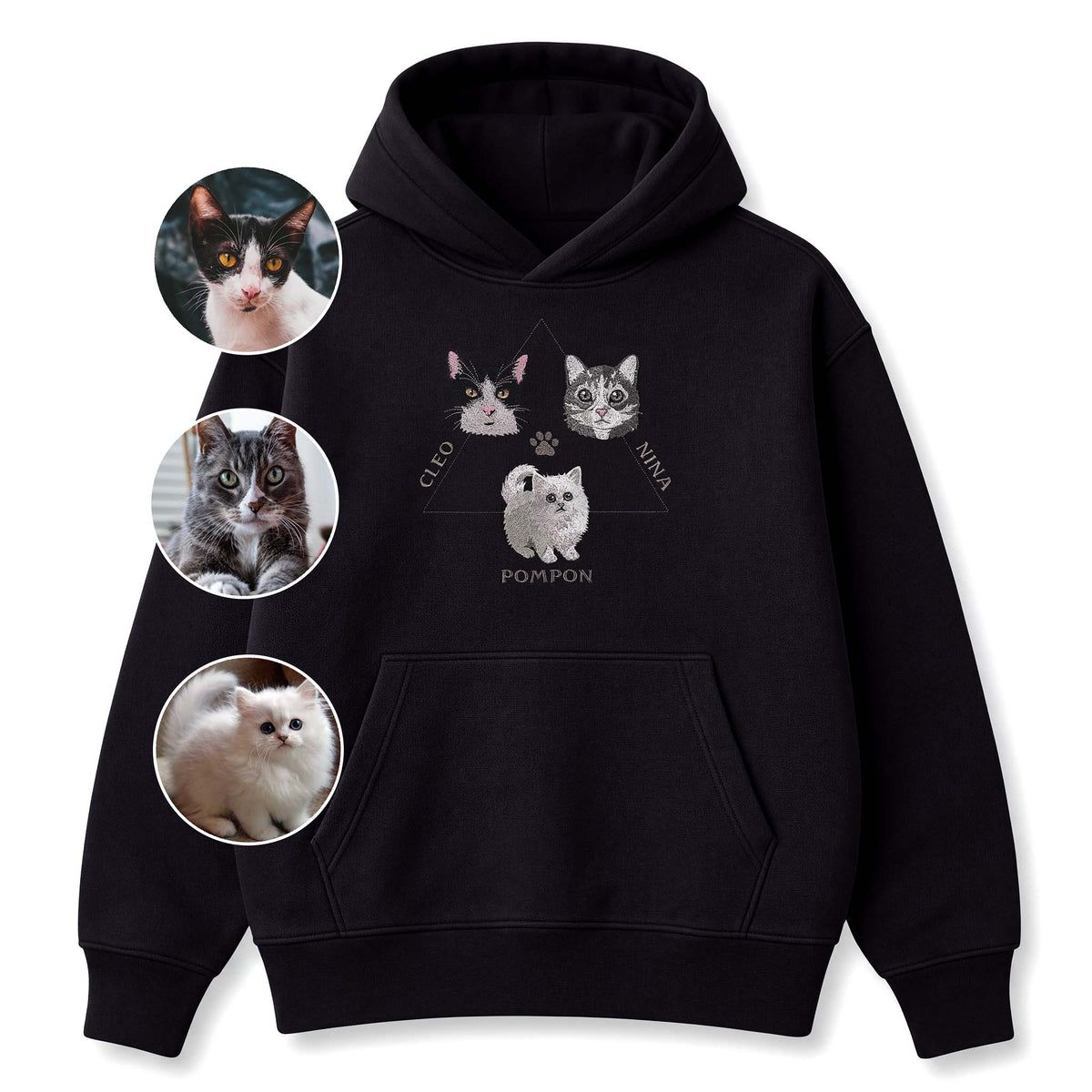 Buzo con capucha bordado con tu mascota