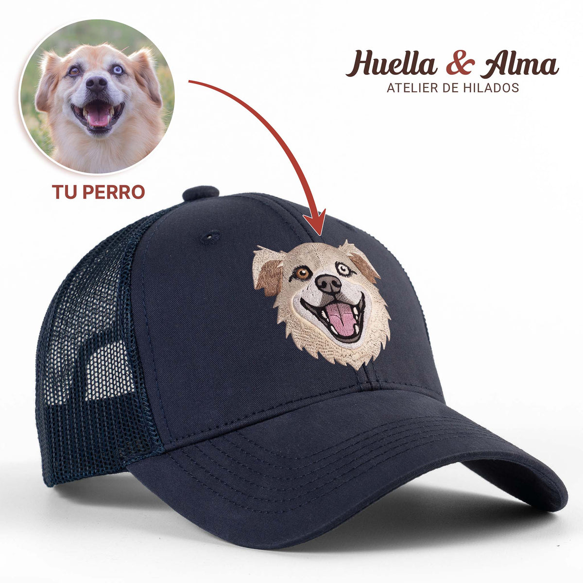 Gorra Trucker bordada personalizada con tu mascota