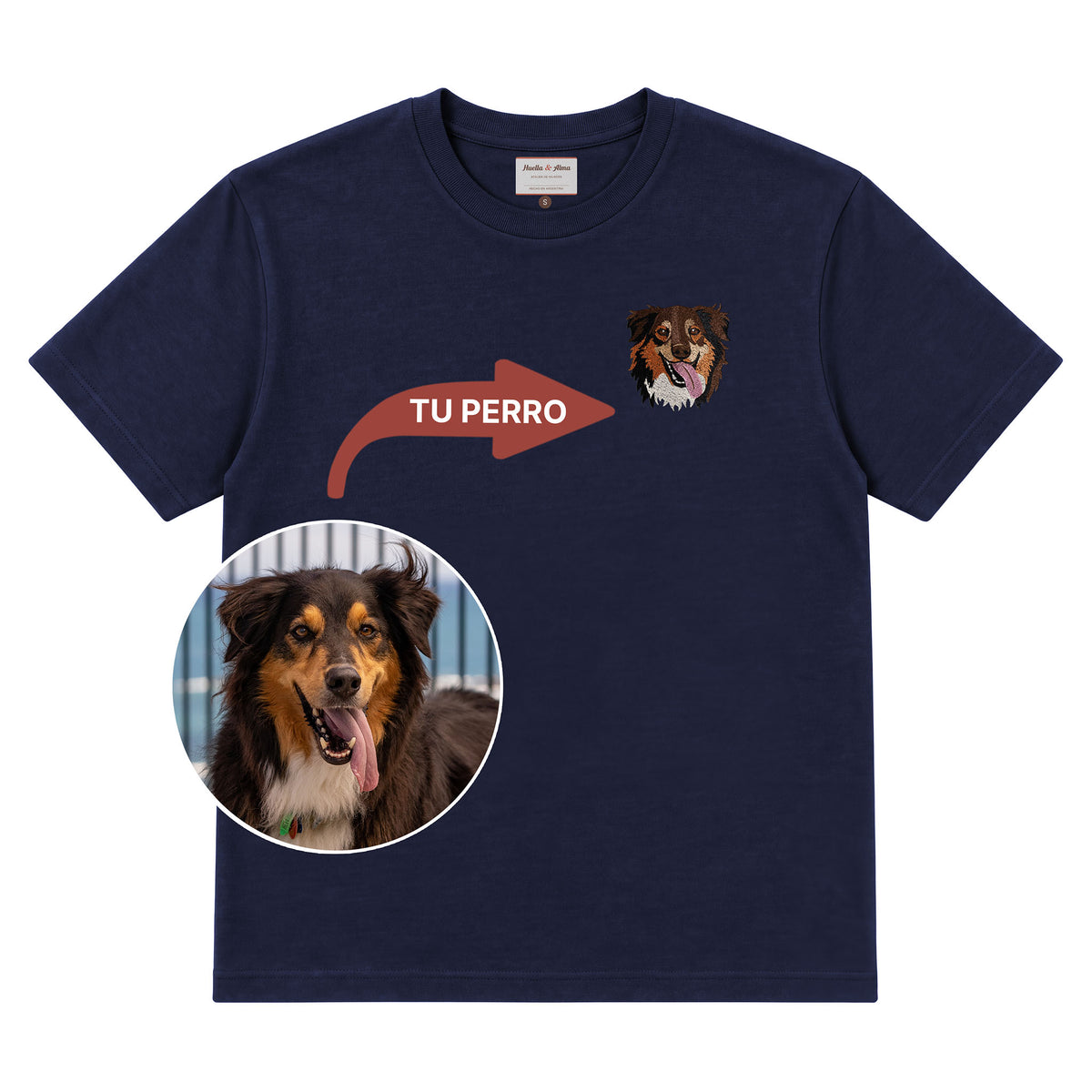 Remera bordada personalizada con tu mascota