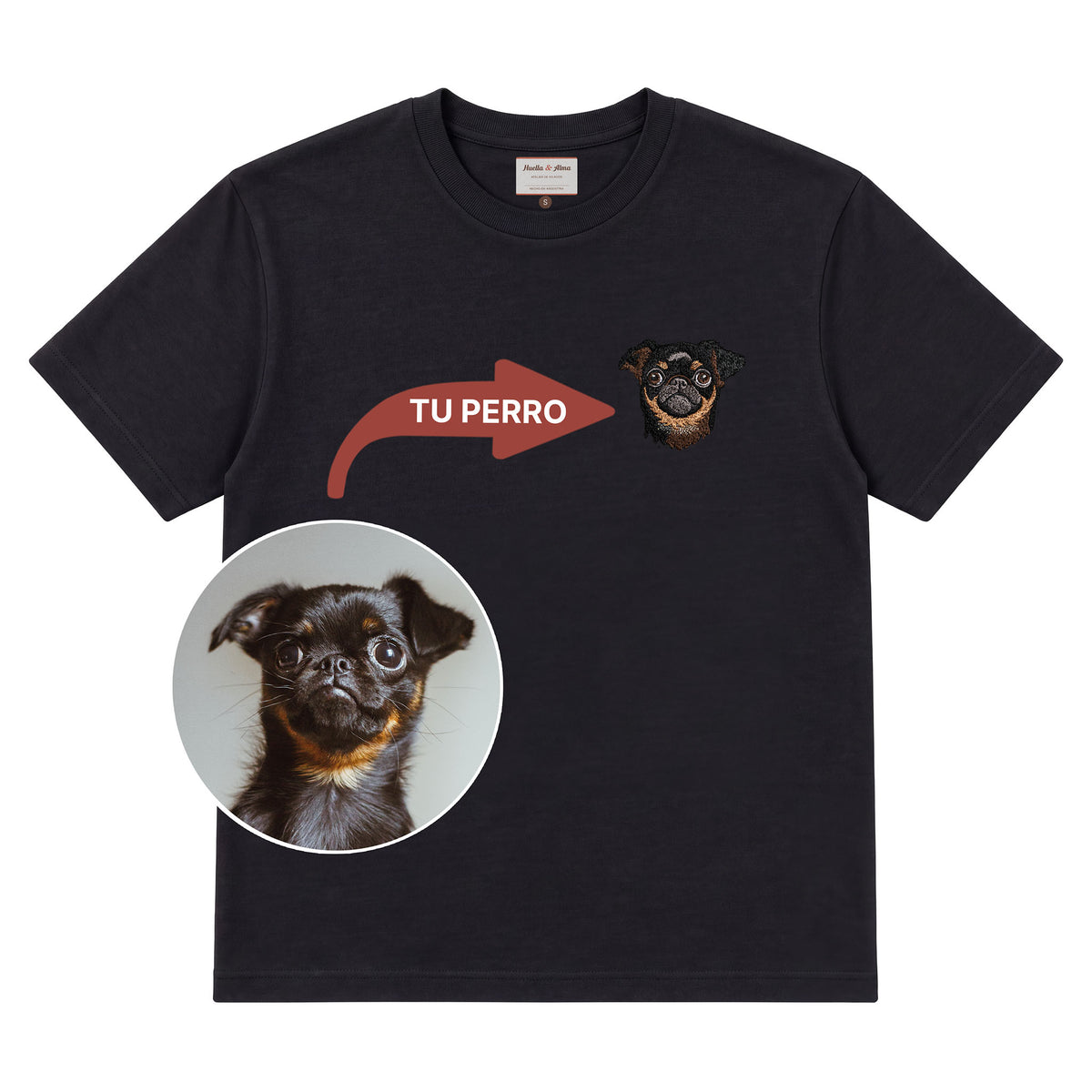 Remera bordada personalizada con tu mascota
