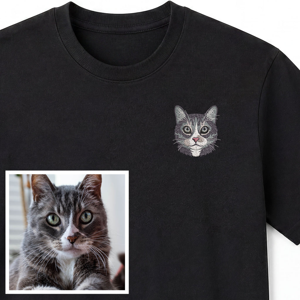 Remera bordada personalizada con tu Gato - Huella y Alma