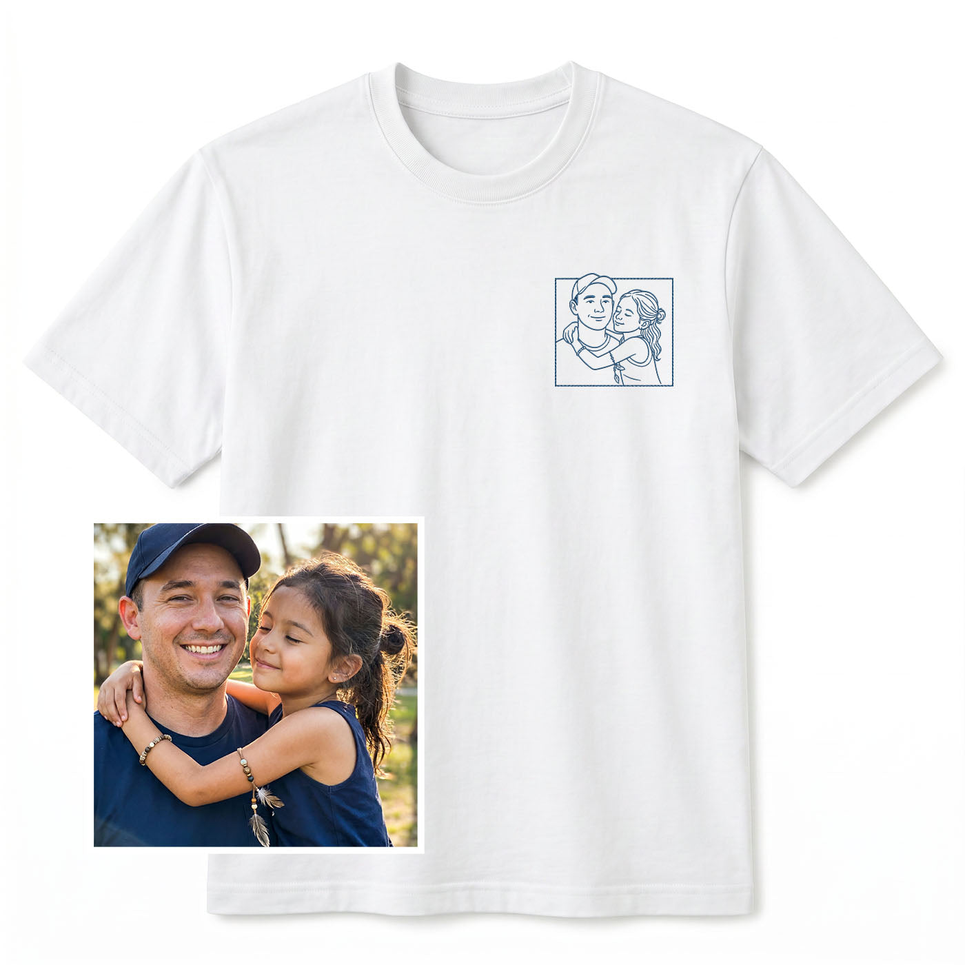 Remera Retrato Bordado Personalizado - Huella y Alma