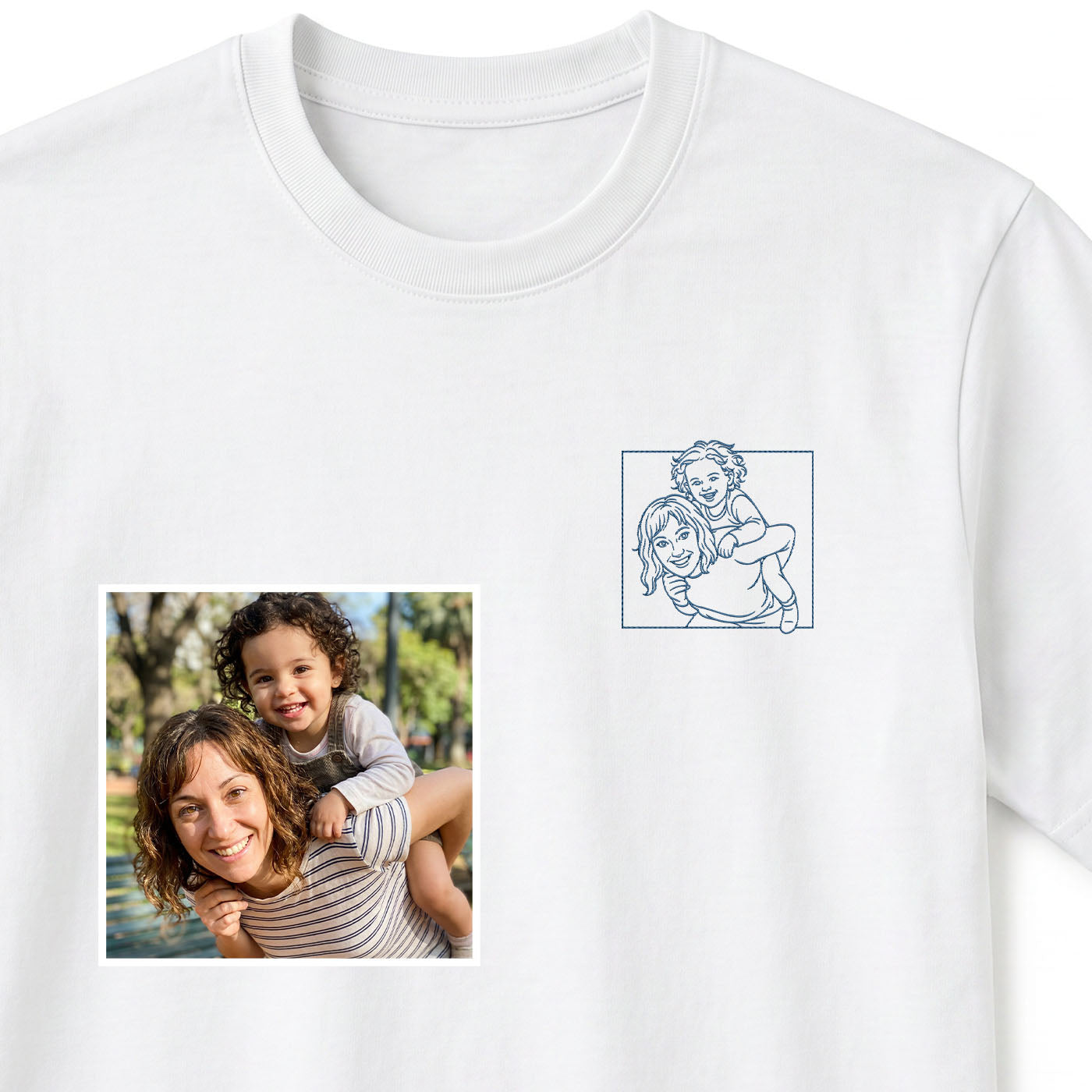 Remera Retrato Bordado Personalizado - Huella y Alma